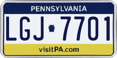 PA license plate LGJ7701