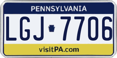 PA license plate LGJ7706