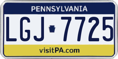 PA license plate LGJ7725