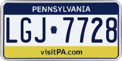 PA license plate LGJ7728