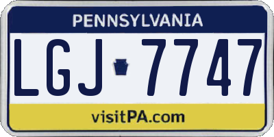 PA license plate LGJ7747