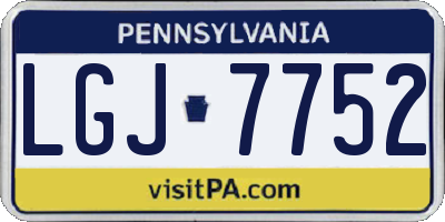 PA license plate LGJ7752