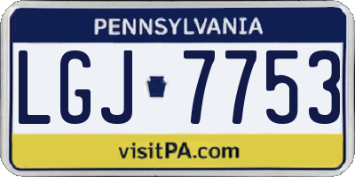 PA license plate LGJ7753