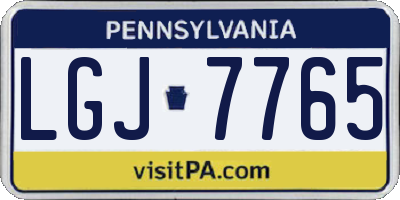 PA license plate LGJ7765