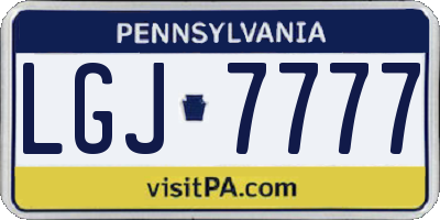 PA license plate LGJ7777