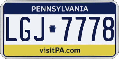 PA license plate LGJ7778