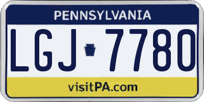 PA license plate LGJ7780