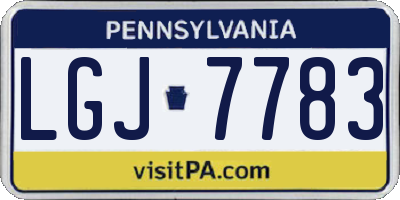 PA license plate LGJ7783