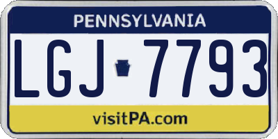 PA license plate LGJ7793
