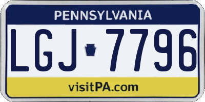 PA license plate LGJ7796