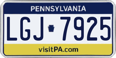 PA license plate LGJ7925