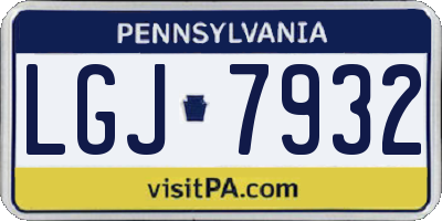 PA license plate LGJ7932