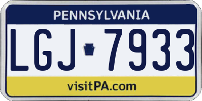 PA license plate LGJ7933