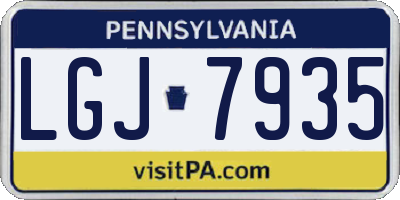 PA license plate LGJ7935
