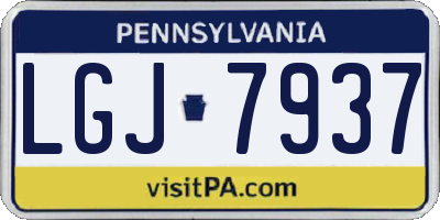 PA license plate LGJ7937
