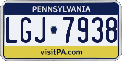 PA license plate LGJ7938