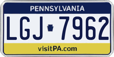 PA license plate LGJ7962