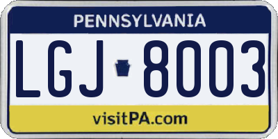 PA license plate LGJ8003