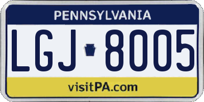 PA license plate LGJ8005
