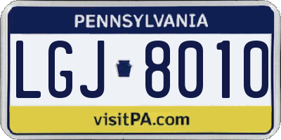 PA license plate LGJ8010