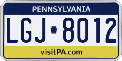 PA license plate LGJ8012