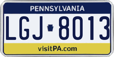 PA license plate LGJ8013