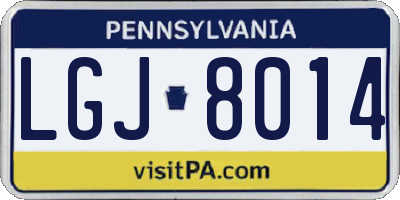 PA license plate LGJ8014