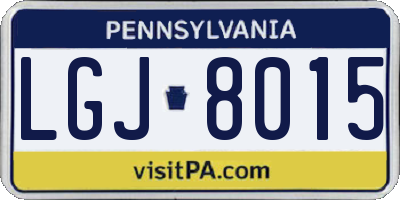 PA license plate LGJ8015