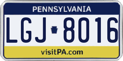 PA license plate LGJ8016