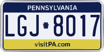 PA license plate LGJ8017