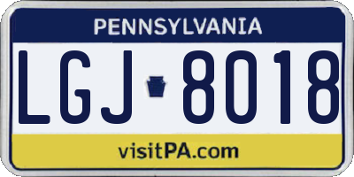 PA license plate LGJ8018