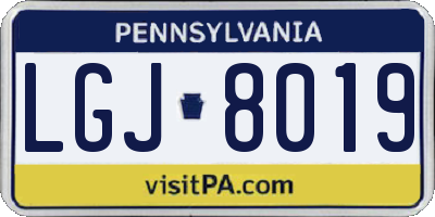 PA license plate LGJ8019