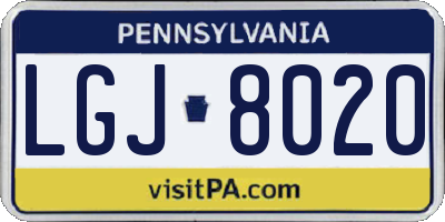 PA license plate LGJ8020