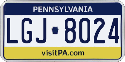 PA license plate LGJ8024