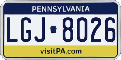 PA license plate LGJ8026