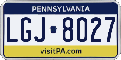 PA license plate LGJ8027