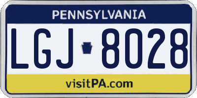 PA license plate LGJ8028