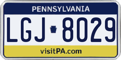 PA license plate LGJ8029