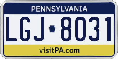 PA license plate LGJ8031