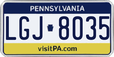PA license plate LGJ8035