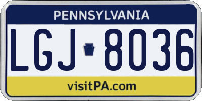 PA license plate LGJ8036