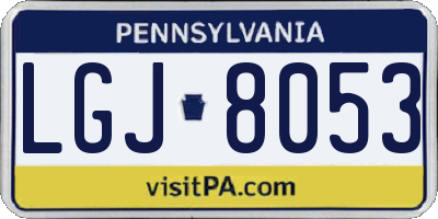 PA license plate LGJ8053