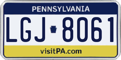 PA license plate LGJ8061
