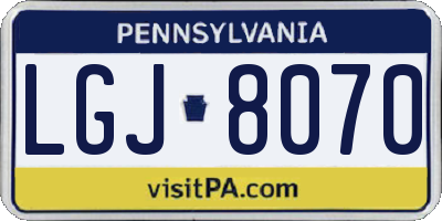 PA license plate LGJ8070