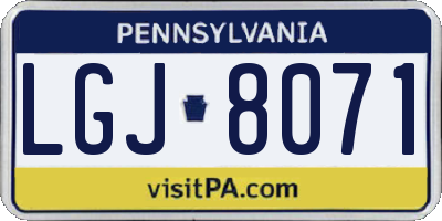 PA license plate LGJ8071