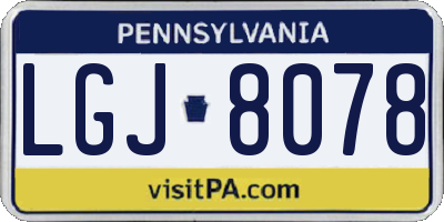 PA license plate LGJ8078
