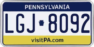 PA license plate LGJ8092