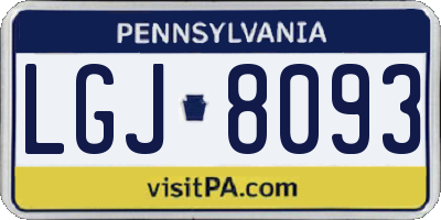 PA license plate LGJ8093