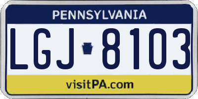PA license plate LGJ8103