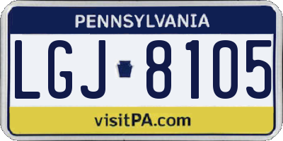 PA license plate LGJ8105